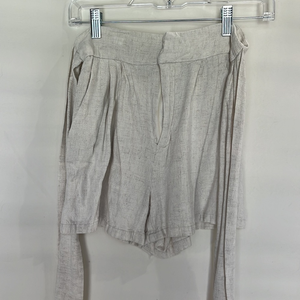 Princess Polly Cotton Blend Tie-Waist Shorts - Cream